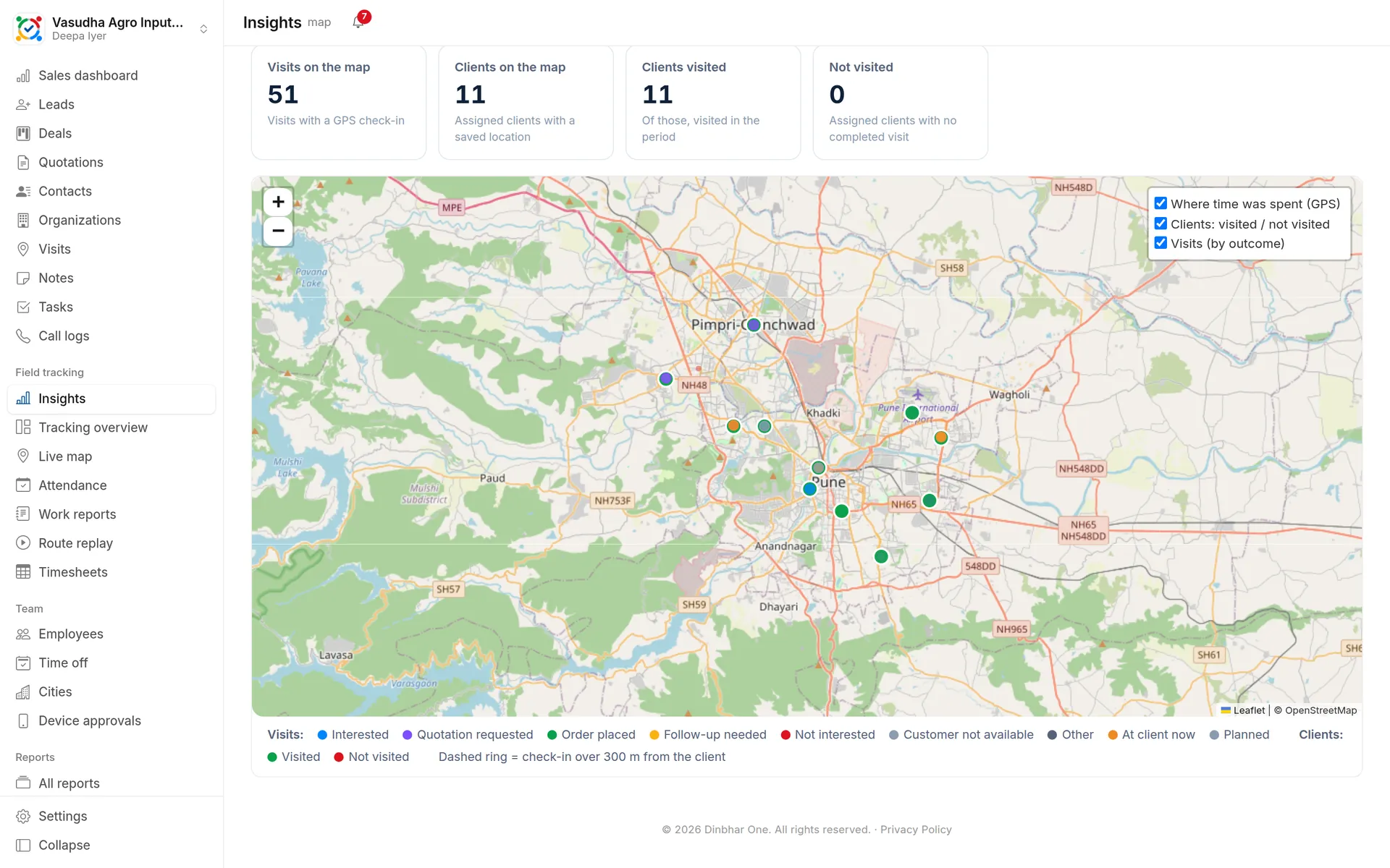 Visit & coverage map